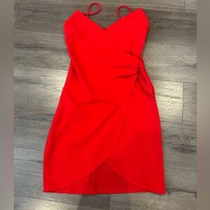 Vibrant Red Wrap Dress